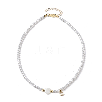 Brass Micro Pave Grade AAA Cubic Zirconia Letter Pendant Necklaces NJEW-JN04771-03-1