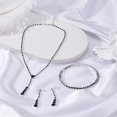 1 Set Alloy & Rhinestone Teardrop Jewelry Set SJEW-LP0001-03-1
