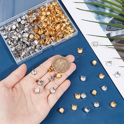 280Pcs 2 Colors 201 Stainless Steel Sew on Prong Settings STAS-UN0051-88-1