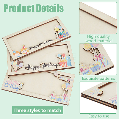 CutHollow 6Pcs 6 Styles Plywood Wooden Envelope Greeting Cards for Birthday Gift CON-CL0001-03-1