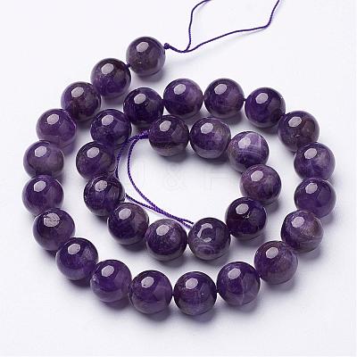 15 inch Round Natural Amethyst Beads Strands GSR12mmC062-1