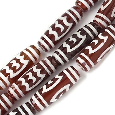 Rice Shape Tibetan Style dZi Beads Strands G-A269-A25-01-1