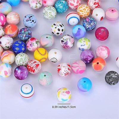 Printed Round Silicone Focal Beads LS-SI-JX0056A-100-1
