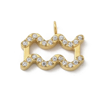 Ion Plating(IP) 304 Stainless Steel Micro Pave Cubic Zirconia Charms STAS-Z107-09G-01-1