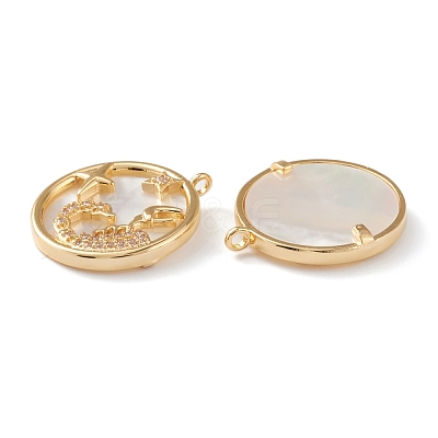 Real 18K Gold Plated Brass Micro Pave Clear Cubic Zirconia Pendants ZIRC-J039-14G-D-1