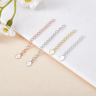 8 Pieces No Buckle Extension Chain Sterling Silver Extender Chains Necklace Bracelet Anklet Removable Chain Extenders Charms for DIY Jewelry Making Accessories JX629A-1