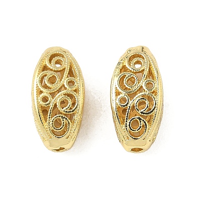 Brass Hollow Oval Beads KK-K293-53G-1