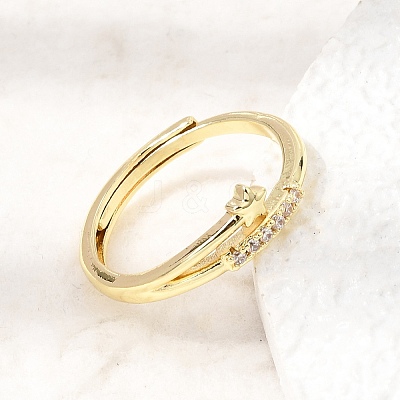 Brass Micro Pave Clear Cubic Zirconia Finger Rings for Women CU-CBAE7DF-12G-01-1