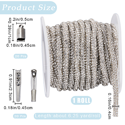 6.25 Yard Polyester Cord with Rhinestone DIY-GF0009-32B-1