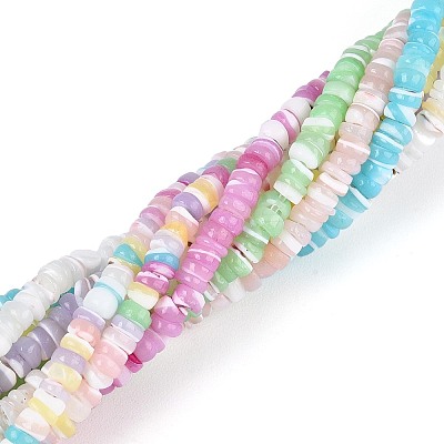 10 Strands 10 Colors Natural Trochid Shell/Trochus Shell Beads Strands SSHEL-N040-21-1
