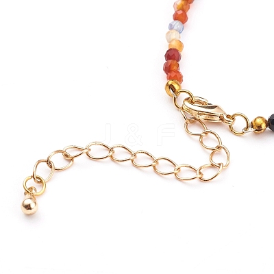 Dyed Natural Agate Beaded Bracelets BJEW-JB05932-1