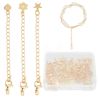 24Pcs 3 Style Long-Lasting Plated Brass Curb Chain Extender KK-CN0002-30-1