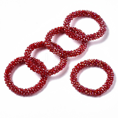 Faceted Transparent Glass Beads Stretch Bracelets BJEW-S144-002C-03-1