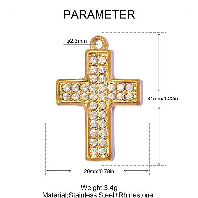 304 Stainless Steel with Crystal Rhinestone Pendants RB-OY001-30G-1