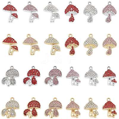 24Pcs 6 Colors Rack Plating Alloy Rhinestone Pendants FIND-FS0004-98-1
