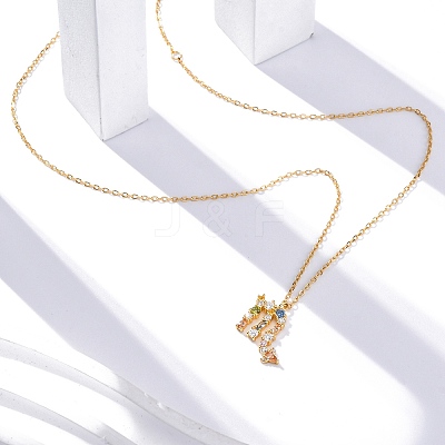 925 Sterling Silver Colorful Cubic Zirconia Constellation Pendant Cable Chain Necklaces for Women STER-R009-01G-07-1