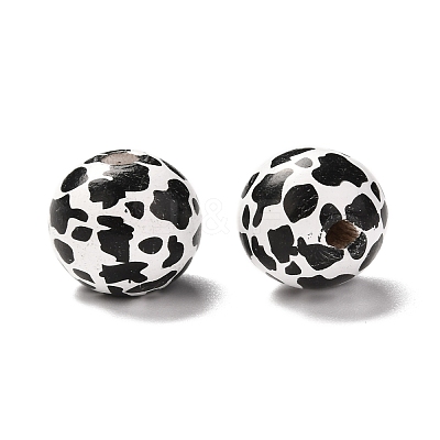 Printed Wood European Beads X-WOOD-F011-06-1
