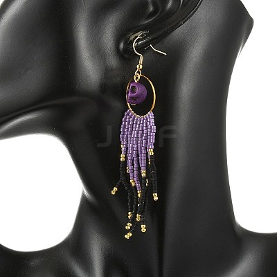 Halloween Glass Seed Tassel Earrings for Women EJEW-MZ00798-02-1