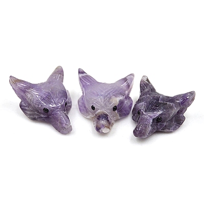 Natural Amethyst Carved Healing Wolf Head Figurines LS-PW-WG39842-02-1
