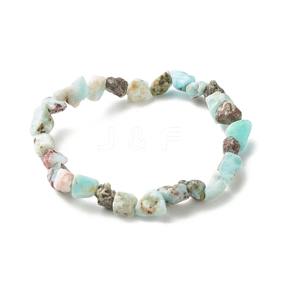 Natural Larimar Beads Stretch Bracelet for Kids BJEW-JB07031-06-1