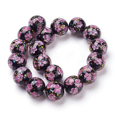 Handmade Inner Flower Lampwork Beads Strands LAMP-L072-D02-1