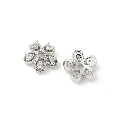 Brass Micro Pave Clear Cubic Zirconia Bead Caps KK-V015-22P-1