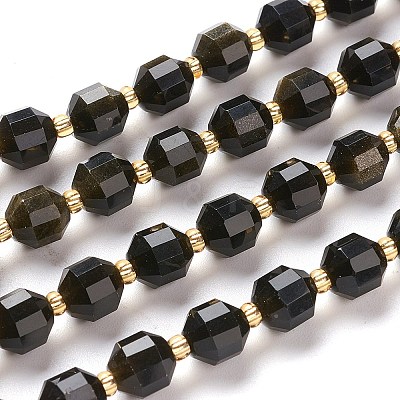 Natural Golden Sheen Obsidian Beads Strands G-K303-A30-8mm-1