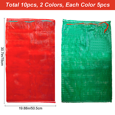 10Pcs 2 Colors Christmas Themed Plastic Drawstring Bags ABAG-CN0001-10-1