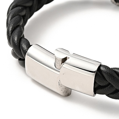 304 Stainless Steel Beaded Link Bracelet with Magnetic Clasp for Men Women BJEW-C021-22-P-1