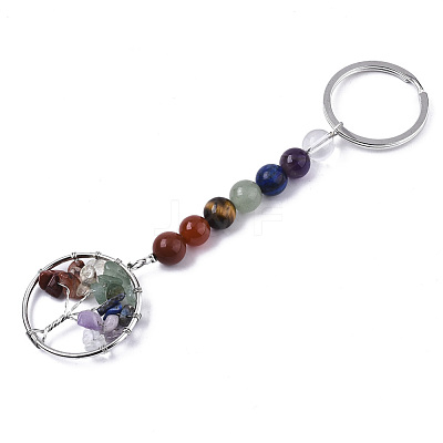 Natural Gemstone Chips Chakra Keychain G-N0326-004A-1
