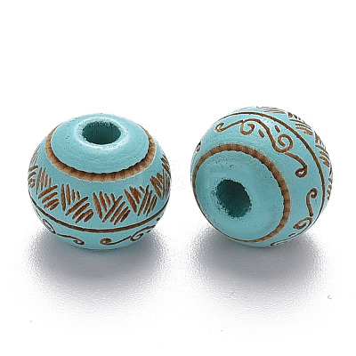 Painted Natural Wood Beads WOOD-N006-02A-05-1