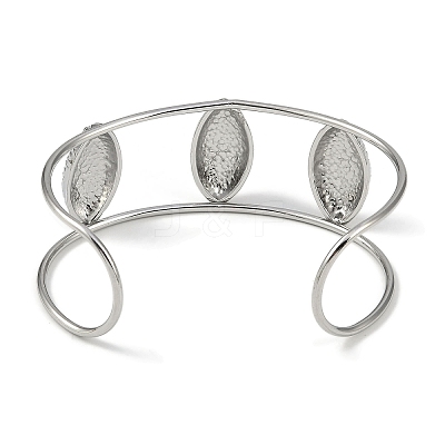 Non-Tarnish 304 Stainless Steel Wide Hollow Textured Opaen Cuff Bangles BJEW-Q348-07P-02-1