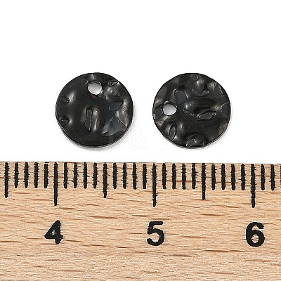 304 Stainless Steel Textured Disc Charms STAS-Q336-11A-B-1