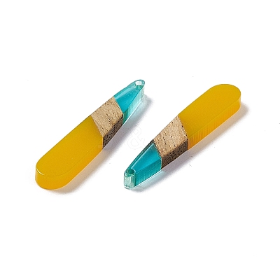 Transparent Resin & Walnut Wood Pendants RESI-M027-12A-1