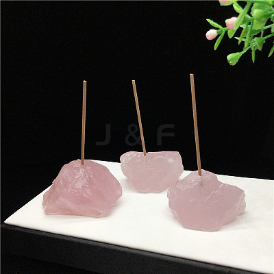 Raw Natural Rose Quartz Incense Holder PW23030600484-1