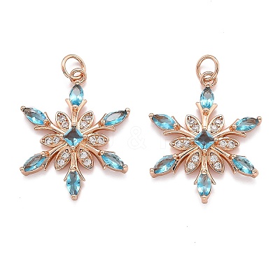 Brass Cubic Zirconia Pendants ZIRC-O044-02B-RG-1