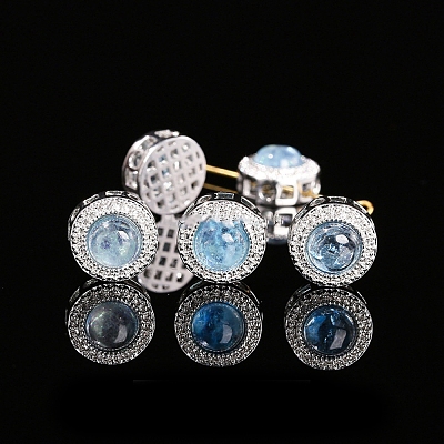 Alloy Pave Natural Blue Aquamarine Beads PW-WGA4791-01-1