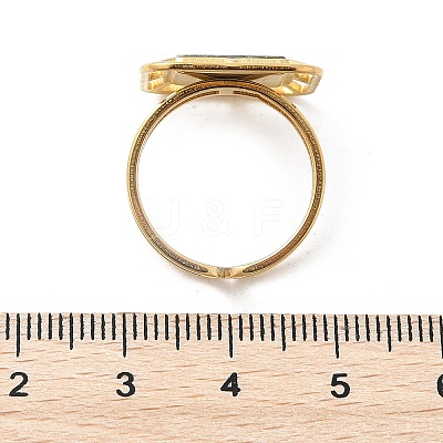 Square 304 Stainless Steel Paua Shell Cuff Rings for Women RJEW-G346-03G-01-1