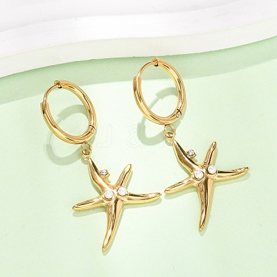 304 Stainless Steel Rhinestone Dangle Hoop Earrings for Women EJEW-F417-01G-02-1