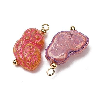 Baking Paint & Golden Metal Enlaced Glass Pendants GL-CBA010C-02G-1