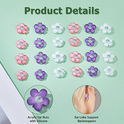 30Pcs 6 Styles Acrylic Ear Nuts FIND-HS0002-41-1