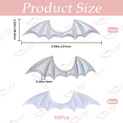 Demon Wing Rainbow Iridescent PU Leather Ornament Accessories DIY-WH0308-457A-1