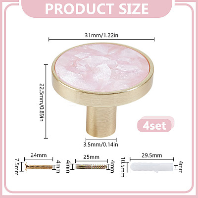 4 Bags Round Zinc Alloy Acrylic Drawer Pull Handles FIND-DR0001-85B-1