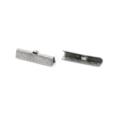 304 Stainless Steel Ribbon Crimp Ends STAS-WH0035-01C-P-1