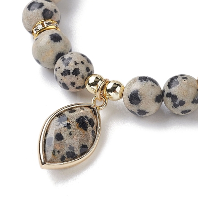 Natural Dalmatian Jasper Stretch Bracelets BJEW-JB10092-06-1