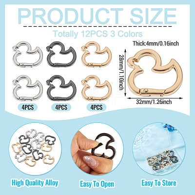12Pcs 3 Colors Alloy Spring Gate Rings FIND-TA0010-06-1