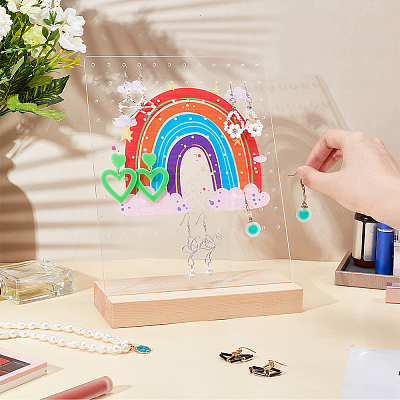 Transparent Acrylic Slant Back Earring Display Stands EDIS-WH0035-20B-02-1