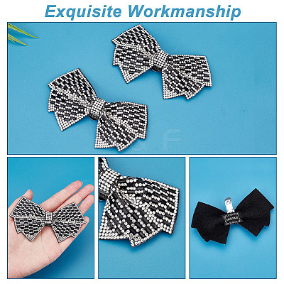 Glass Rhinestone Bowknot Shoe Decorations AJEW-WH0323-24C-1