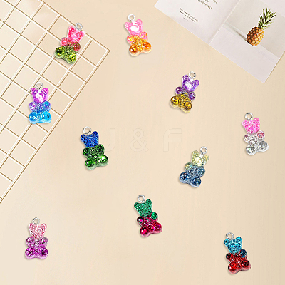 40Pcs 10 Colors Transparent Resin Pendants RESI-CP0001-11-1