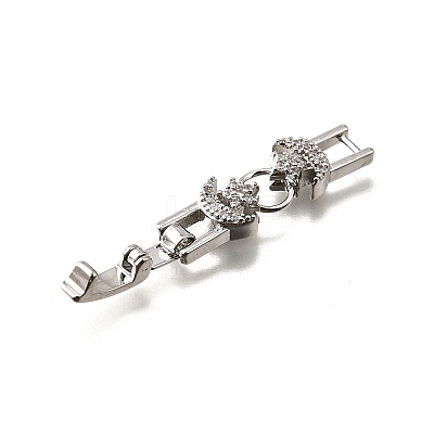 Brass Micro Pave Clear Cubic Zirconia Fold Over Clasps KK-R222-05P-1